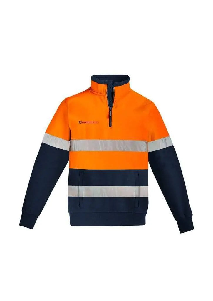 SYZMIK men's orange flame HRC 2 taped 1/4 zip brushed fleece ZT150 Metro Workwear.